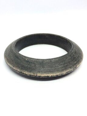 VINTAGE CHUNKY WOOD Bangle Bracelet Dark Ebony Boho Tribal Wide Statement